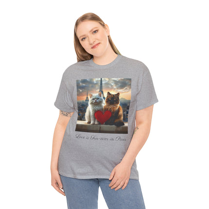 Cat Lover T-Shirt - Two Cute Persian Cats in Love with Red Heart