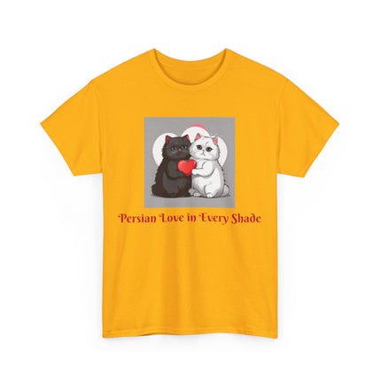 Cat Lover T-Shirt - Two Cute Persian Cats in Love with Red Heart