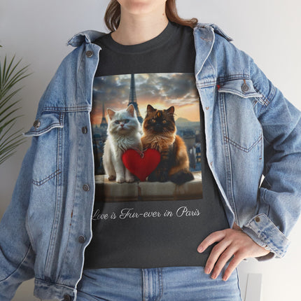 Cat Lover T-Shirt - Two Cute Persian Cats in Love with Red Heart