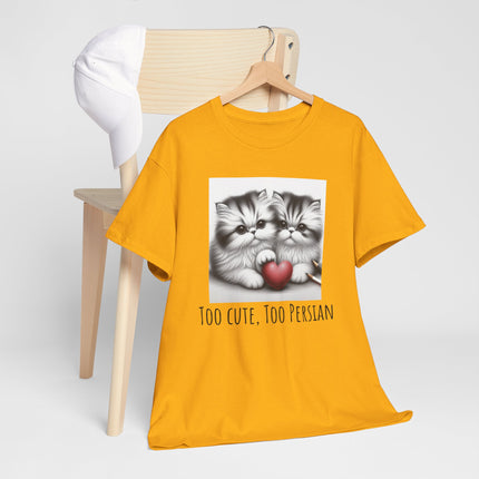 Cat Lover T-Shirt - Two Cute Persian Cats in Love with Red Heart