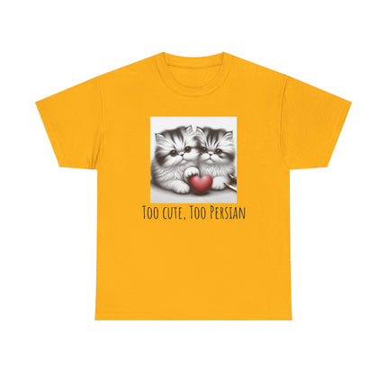 Cat Lover T-Shirt - Two Cute Persian Cats in Love with Red Heart