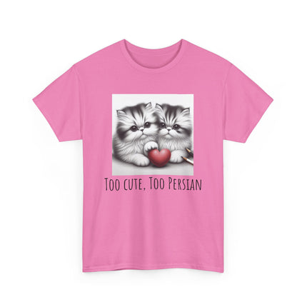 Cat Lover T-Shirt - Two Cute Persian Cats in Love with Red Heart