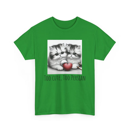 Cat Lover T-Shirt - Two Cute Persian Cats in Love with Red Heart