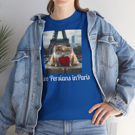 Cat Lover T-Shirt - Two Cute Persian Cats in Love with Red Heart