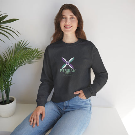 Personlised Unisex Heavy Blend™ Crewneck Sweatshirt. Modern Heritage Persian Cross Design – Timeless Comfort & Style