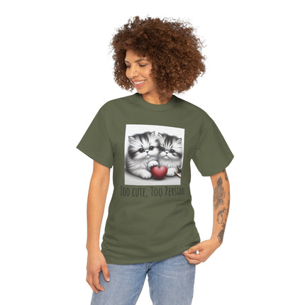 Cat Lover T-Shirt - Two Cute Persian Cats in Love with Red Heart