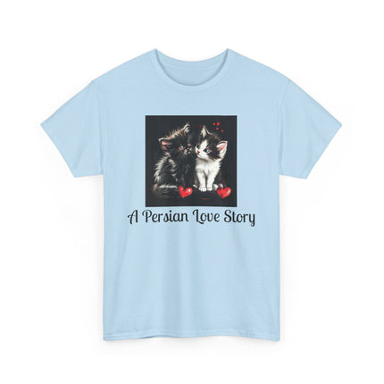 Cat Lover T-Shirt - Two Cute Persian Cats in Love with Red Heart