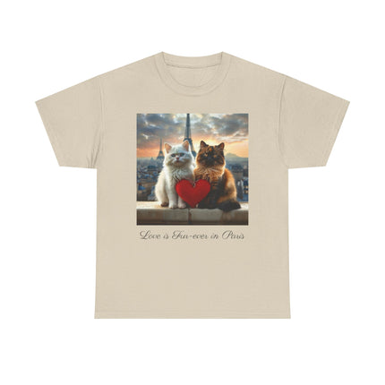 Cat Lover T-Shirt - Two Cute Persian Cats in Love with Red Heart