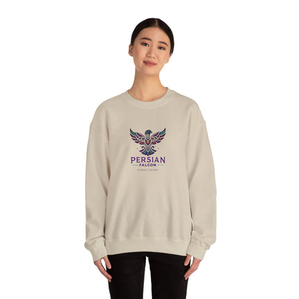 Personlised Unisex Heavy Blend™ Crewneck Sweatshirt. Modern Heritage Persian Shahbaz Falcon Design – Timeless Comfort & Style