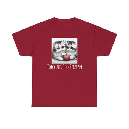 Cat Lover T-Shirt - Two Cute Persian Cats in Love with Red Heart