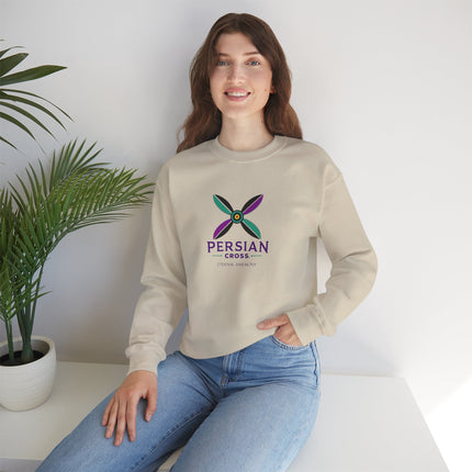 Personlised Unisex Heavy Blend™ Crewneck Sweatshirt. Modern Heritage Persian Cross Design – Timeless Comfort & Style