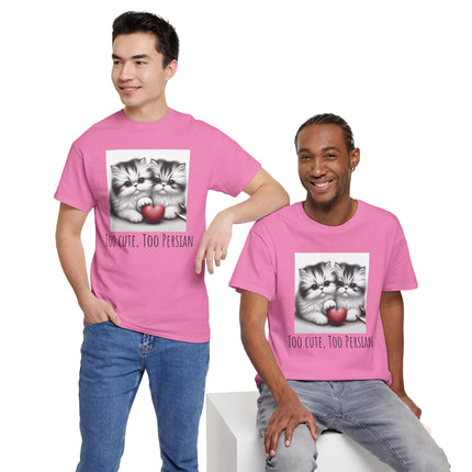 Cat Lover T-Shirt - Two Cute Persian Cats in Love with Red Heart