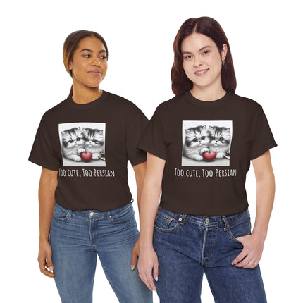 Cat Lover T-Shirt - Two Cute Persian Cats in Love with Red Heart