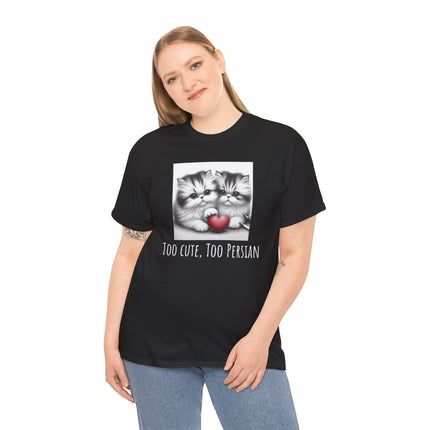 Cat Lover T-Shirt - Two Cute Persian Cats in Love with Red Heart