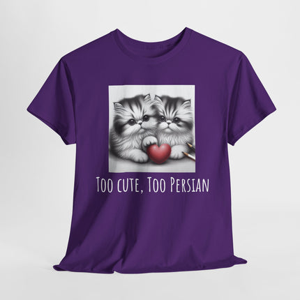 Cat Lover T-Shirt - Two Cute Persian Cats in Love with Red Heart