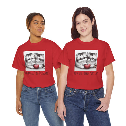 Cat Lover T-Shirt - Two Cute Persian Cats in Love with Red Heart