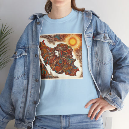 Personalised Persian Unisex T-Shirt – Rising Sun & Long Hair Design | Bohemian Freedom Culture Tee