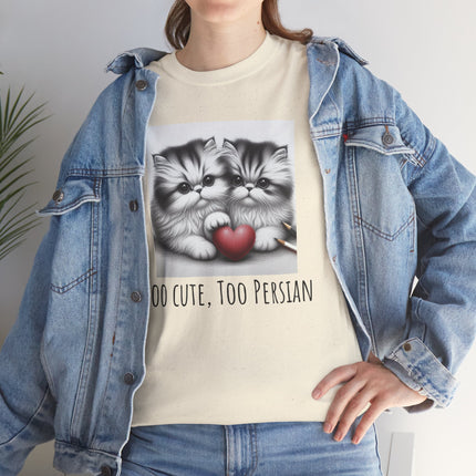 Cat Lover T-Shirt - Two Cute Persian Cats in Love with Red Heart