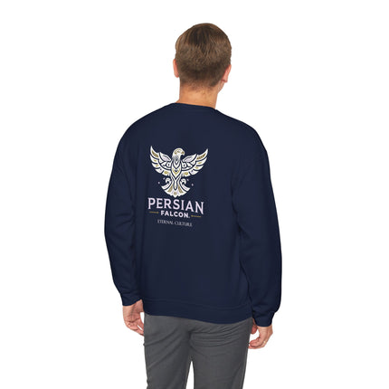 Personlised Unisex Heavy Blend™ Crewneck Sweatshirt. Modern Heritage Persian Shahbaz Falcon Design – Timeless Comfort & Style