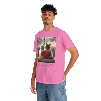 Cat Lover T-Shirt - Two Cute Persian Cats in Love with Red Heart