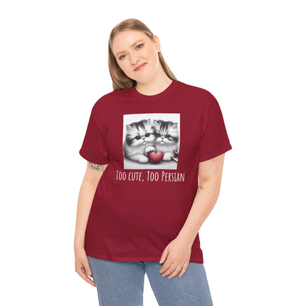 Cat Lover T-Shirt - Two Cute Persian Cats in Love with Red Heart