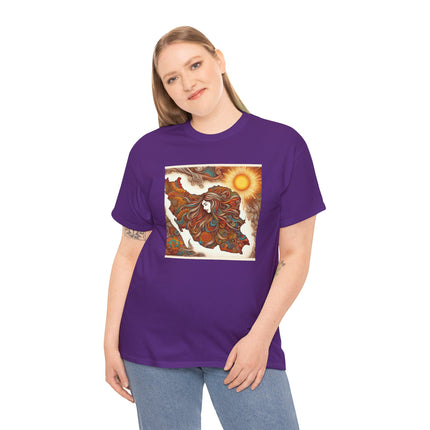 Personalised Persian Unisex T-Shirt – Rising Sun & Long Hair Design | Bohemian Freedom Culture Tee