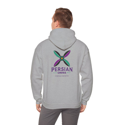 Personalized Unisex Heavy Blend Hooded Sweatshirt – Ancient Persia Sassanid Derafsh Cross Design