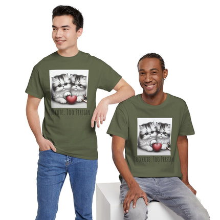 Cat Lover T-Shirt - Two Cute Persian Cats in Love with Red Heart