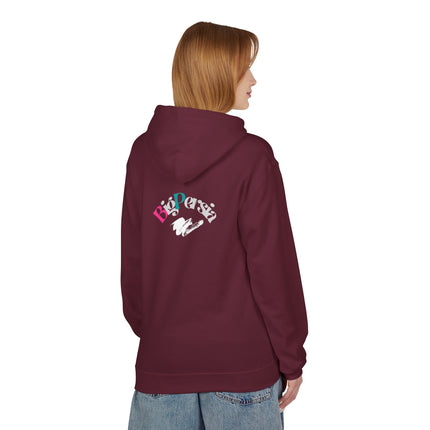 Personalised Casual Unisex Fleece Hoodie with Bold Graphic Print. BigPersia Design. Triple Print.