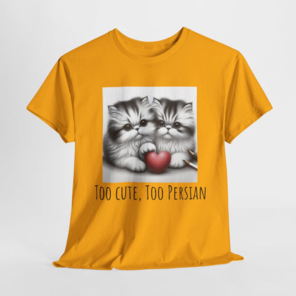 Cat Lover T-Shirt - Two Cute Persian Cats in Love with Red Heart