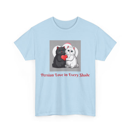 Cat Lover T-Shirt - Two Cute Persian Cats in Love with Red Heart