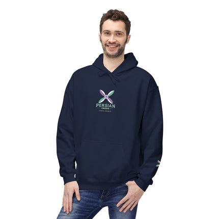 Personilised Unisex Midweight sassanid Persian Cross Fleece Hoodie – Soft, Stylish & Timeless