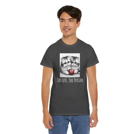 Cat Lover T-Shirt - Two Cute Persian Cats in Love with Red Heart