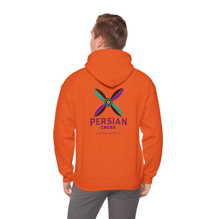 Personalized Unisex Heavy Blend Hooded Sweatshirt – Ancient Persia Sassanid Derafsh Cross Design