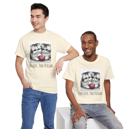 Cat Lover T-Shirt - Two Cute Persian Cats in Love with Red Heart