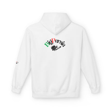 Personalised Casual Unisex Fleece Hoodie with Bold Graphic Print. BigPersia Design. Triple Print.