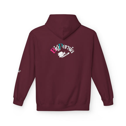 Personalised Casual Unisex Fleece Hoodie with Bold Graphic Print. BigPersia Design. Triple Print.