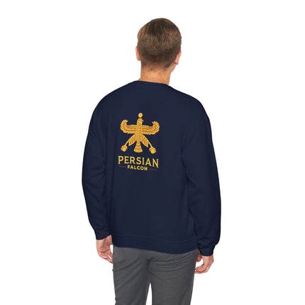Personlised Unisex Heavy Blend™ Crewneck Sweatshirt. Classic Heritage Persian Shahbaz Falcon Design – Timeless Comfort & Style