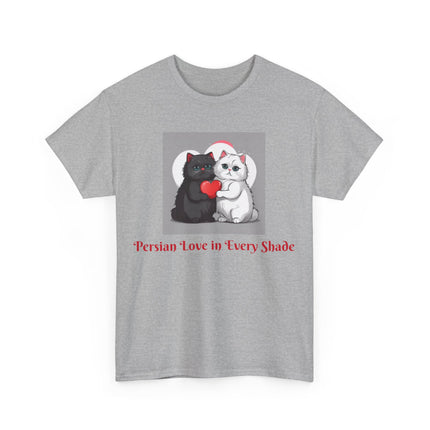 Cat Lover T-Shirt - Two Cute Persian Cats in Love with Red Heart