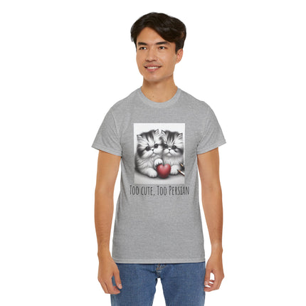 Cat Lover T-Shirt - Two Cute Persian Cats in Love with Red Heart