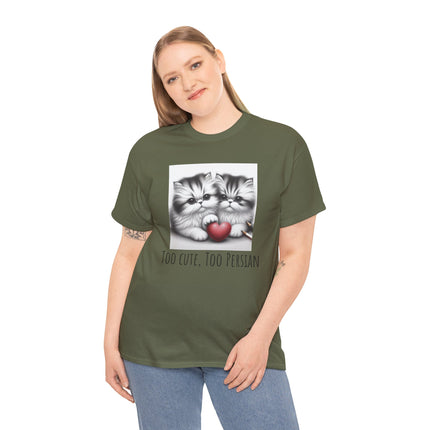 Cat Lover T-Shirt - Two Cute Persian Cats in Love with Red Heart