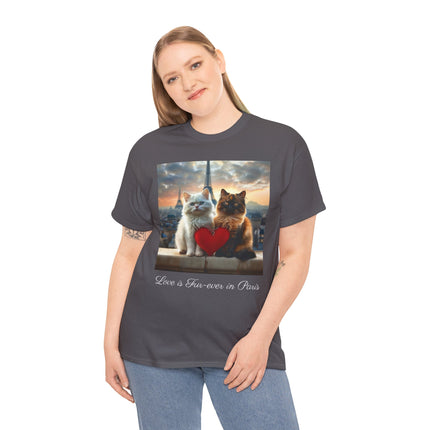 Cat Lover T-Shirt - Two Cute Persian Cats in Love with Red Heart
