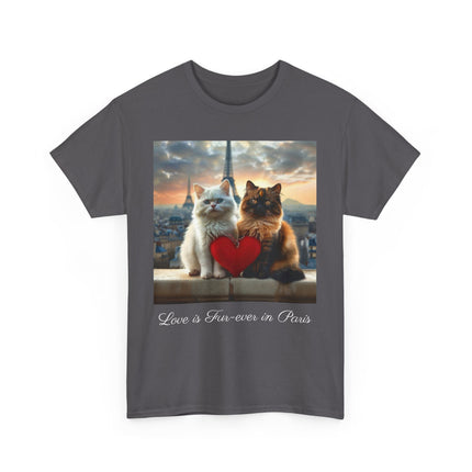 Cat Lover T-Shirt - Two Cute Persian Cats in Love with Red Heart
