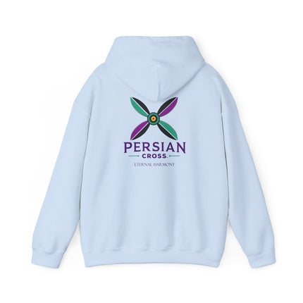 Personalized Unisex Heavy Blend Hooded Sweatshirt – Ancient Persia Sassanid Derafsh Cross Design