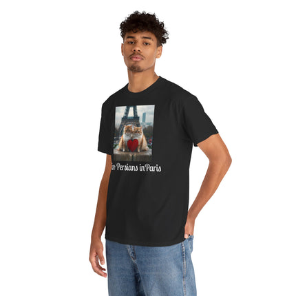 Cat Lover T-Shirt - Two Cute Persian Cats in Love with Red Heart