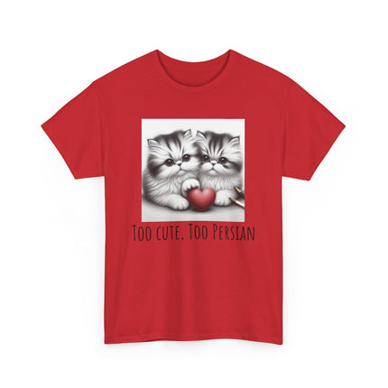 Cat Lover T-Shirt - Two Cute Persian Cats in Love with Red Heart