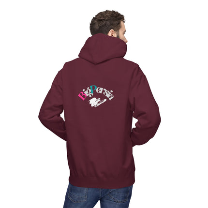 Personalised Casual Unisex Fleece Hoodie with Bold Graphic Print. BigPersia Design. Triple Print.