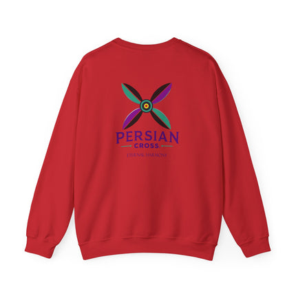 Personlised Unisex Heavy Blend™ Crewneck Sweatshirt. Modern Heritage Persian Cross Design – Timeless Comfort & Style