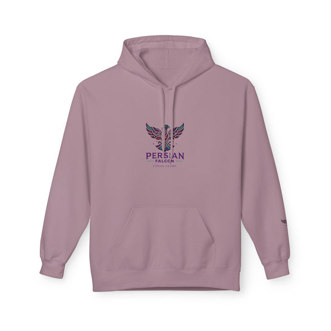 Personalised Casual Unisex Fleece Hoodie with Bold Graphic Print. Modern Persian Shahbaz Falcon Design. Triple Print.