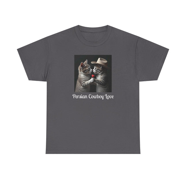 Cat Lover T-Shirt - Two Cute Persian Cats in Love with Red Heart